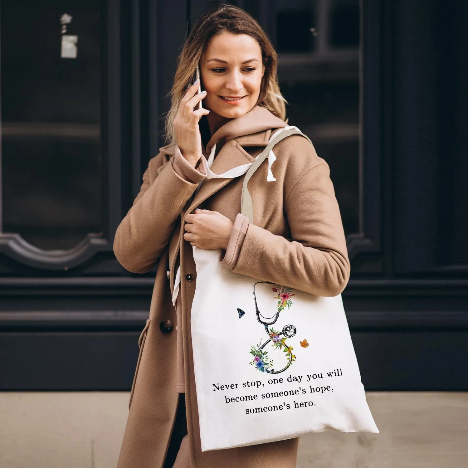 Nurse Tote Bag, Nursing Canvas Tote Bags for Women, Nurses Week Day Appreciation Gifts, Reusable Grocery Shopping Bags