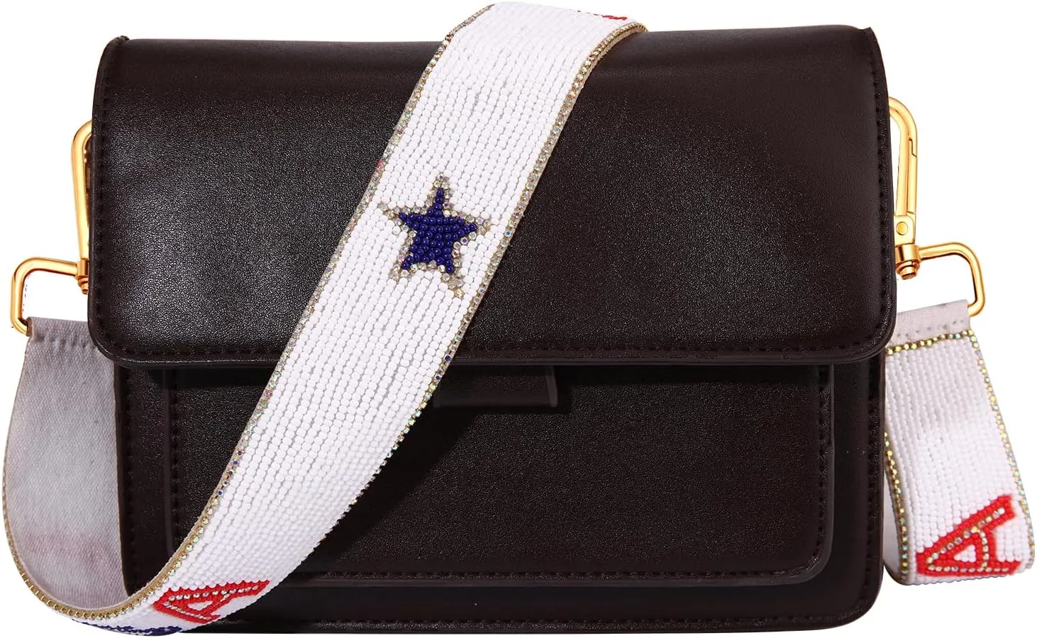 NVENF Beaded 4th of July Purse Strap USA Purse Strap Replacement Red White and Blue Patriotic Crossbody Shoulder Bag Straps 4th of July Outfits (Style A)