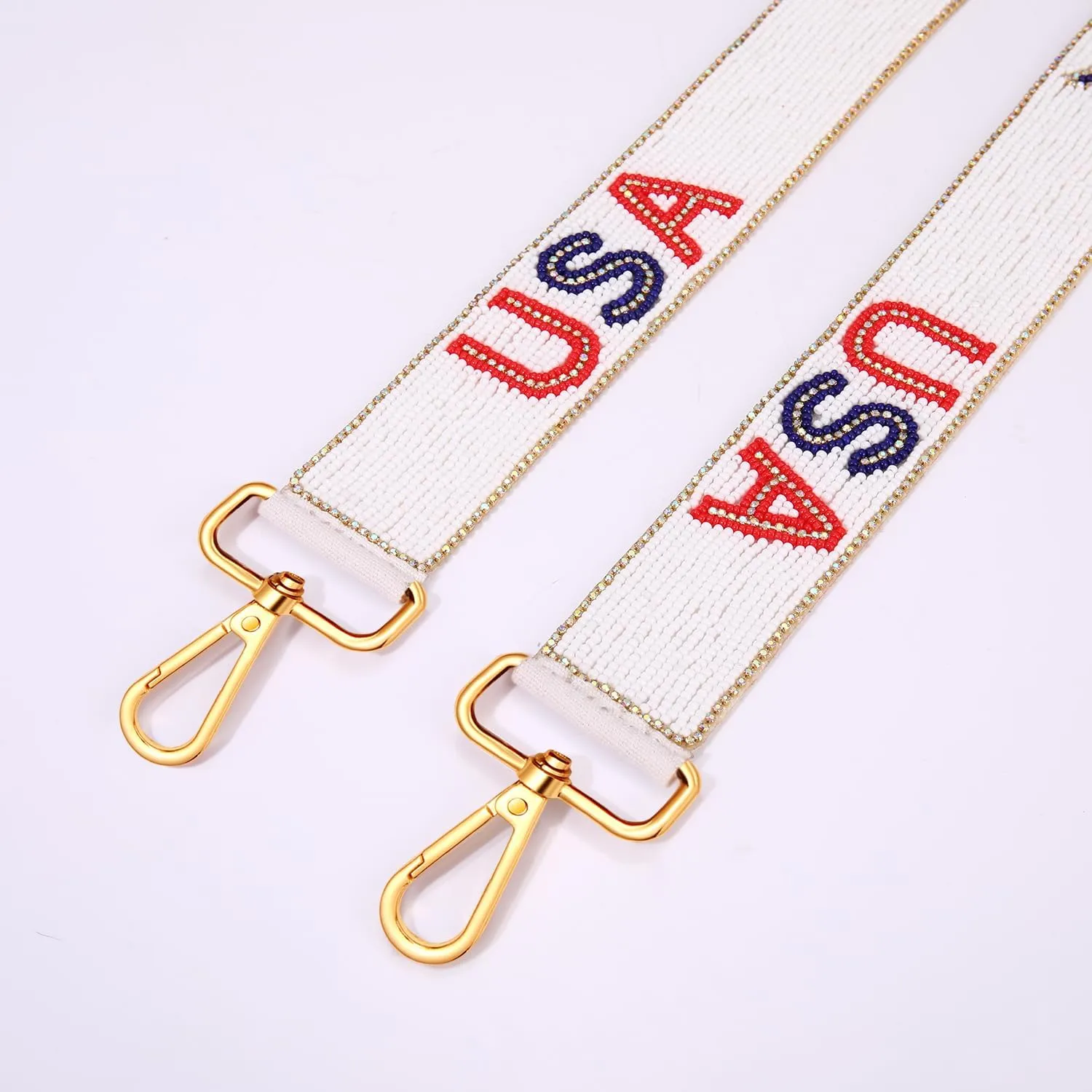 NVENF Beaded 4th of July Purse Strap USA Purse Strap Replacement Red White and Blue Patriotic Crossbody Shoulder Bag Straps 4th of July Outfits (Style A)