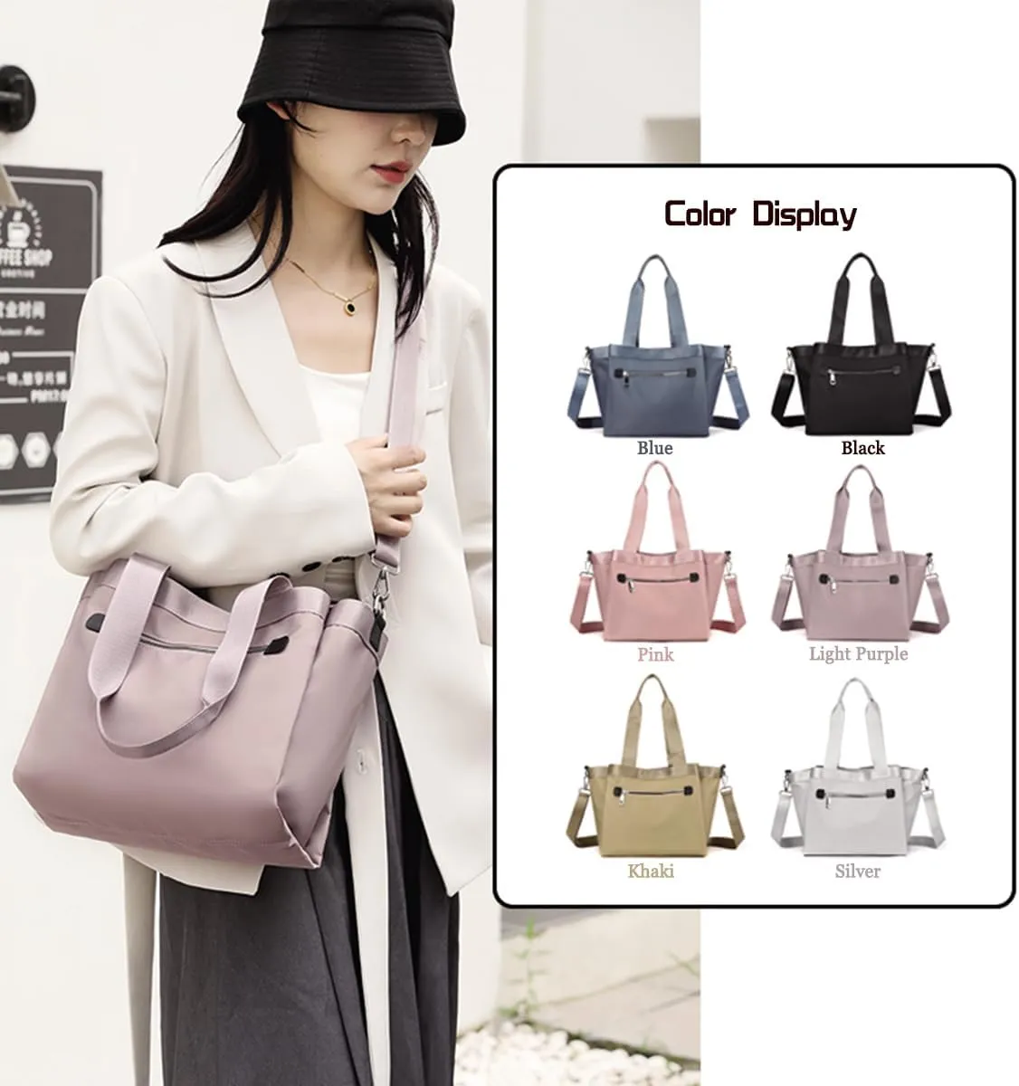 Nylon Crossbody Bags for Women Tote Bag with Pockets Satchel Purse Handbags Shoulder Bags Travel Messenger Bag