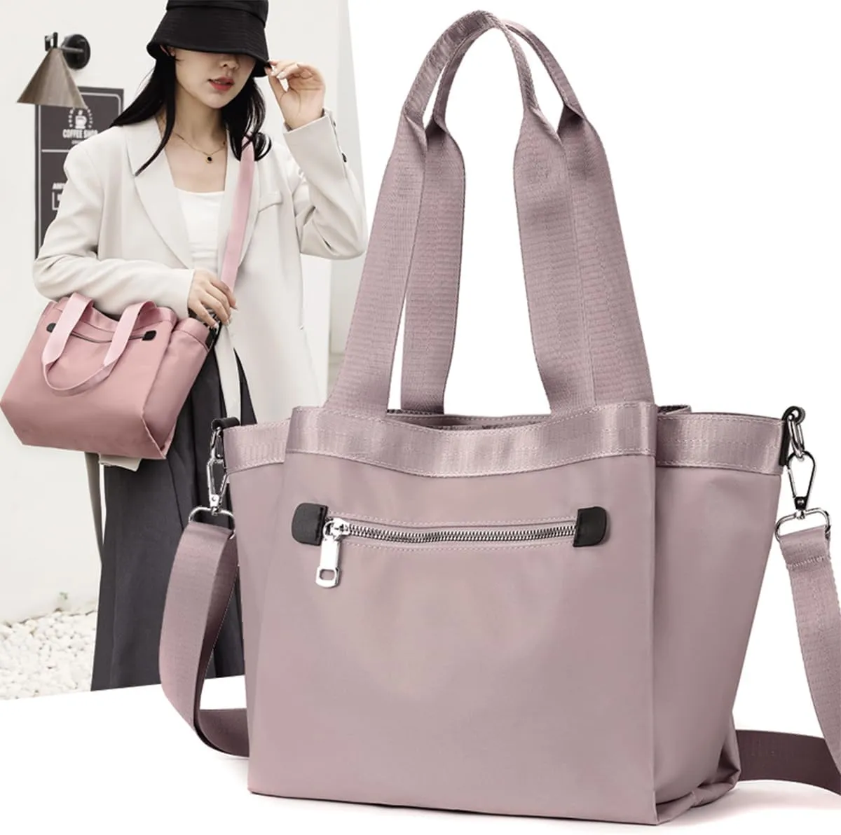 Nylon Crossbody Bags for Women Tote Bag with Pockets Satchel Purse Handbags Shoulder Bags Travel Messenger Bag