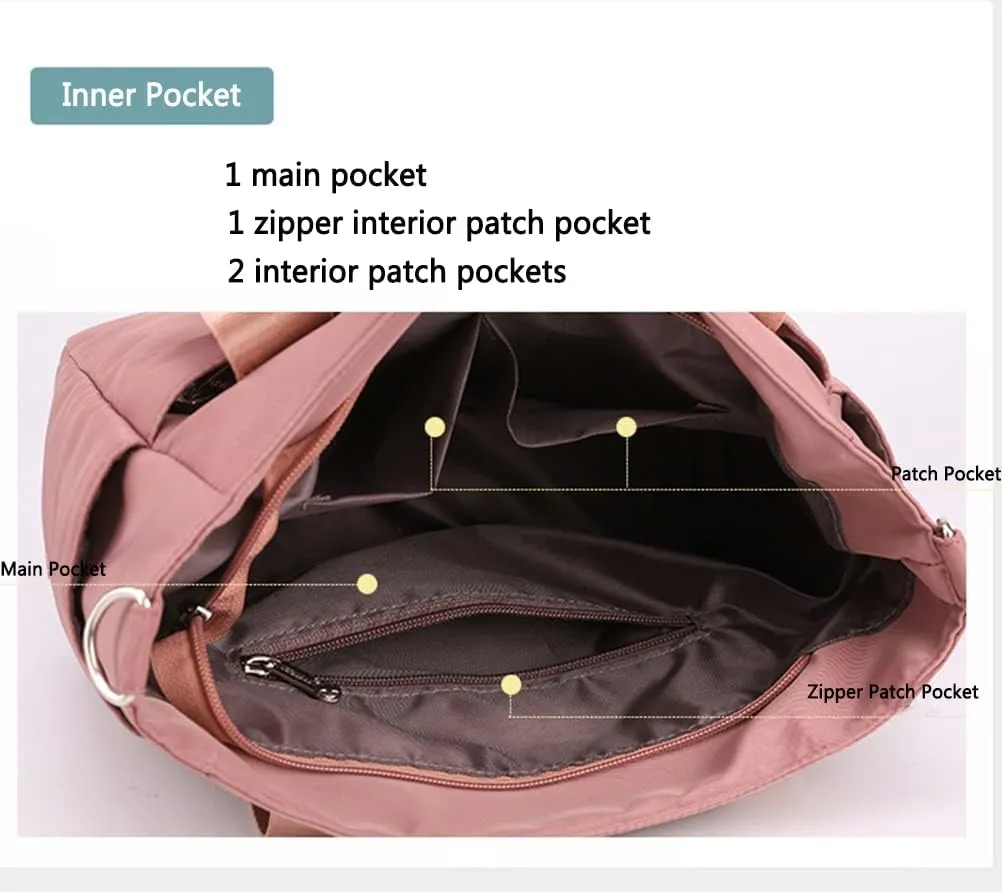 Nylon Tote Bag for Women Waterproof Cross Body Handbags Purses with Zipper Pocket Shoulder Bag Ladies Casual Satchel