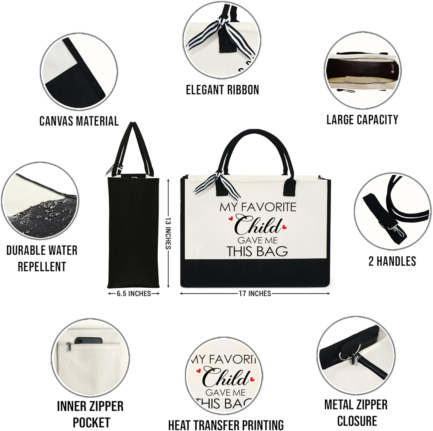 OASSIE Appreciation Gifts for Women - Canvas Tote Bag 13oz with Zipper - Mothers Day Birthday Thank You Gifts for Women Mom