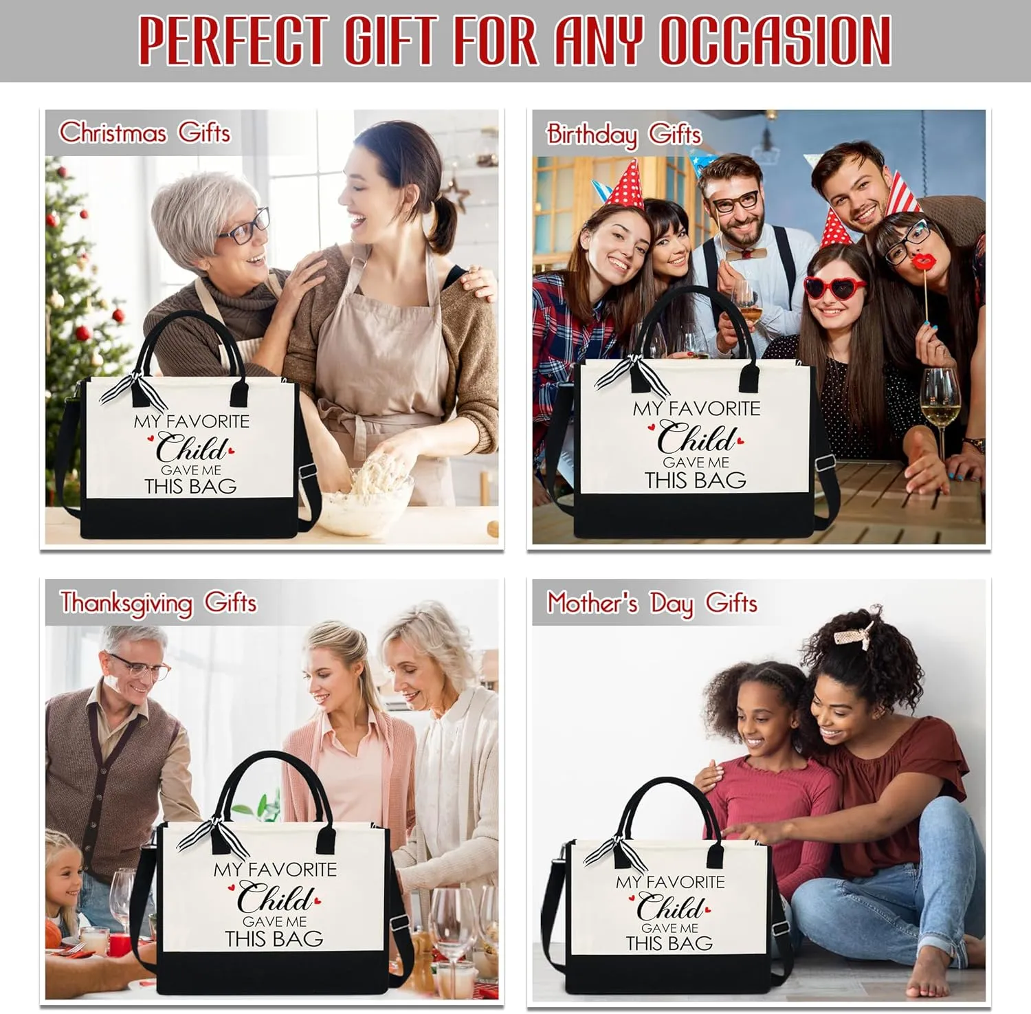 OASSIE Appreciation Gifts for Women - Canvas Tote Bag 13oz with Zipper - Mothers Day Birthday Thank You Gifts for Women Mom