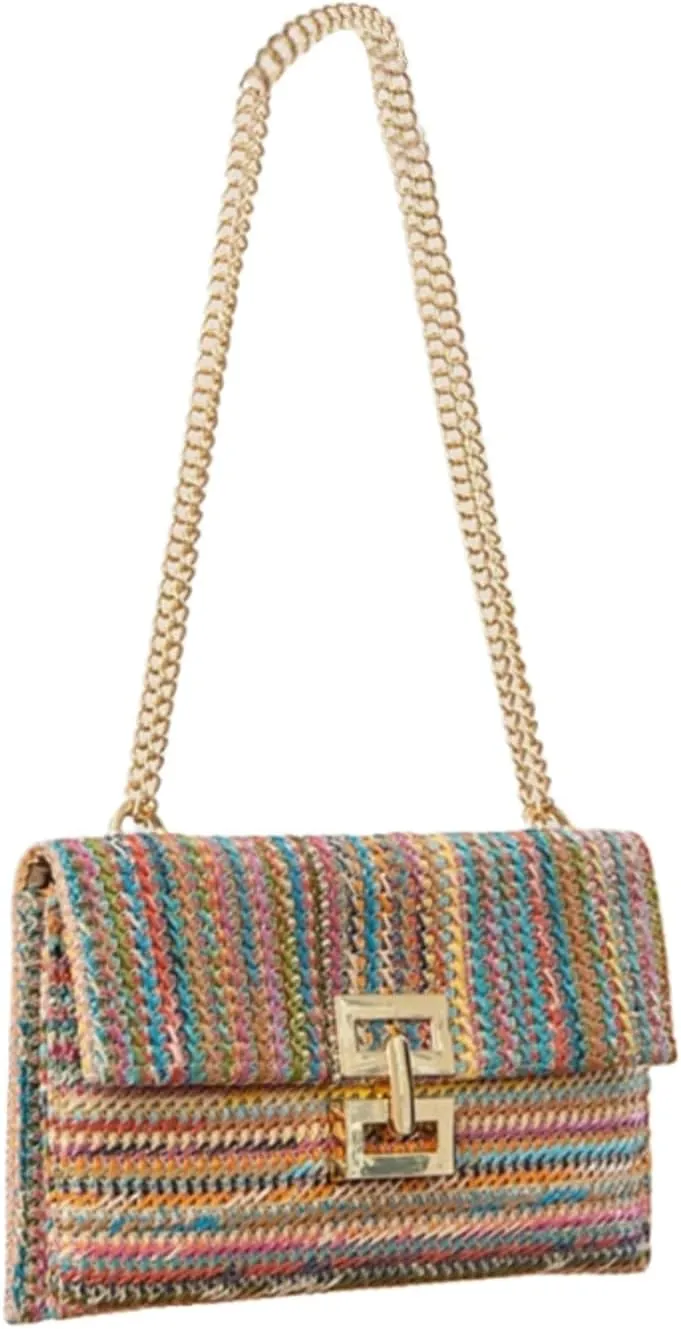 Obosoyo Summer Straw Clutch Purses for Women Boho Woven Beach Bag Envelope Wallet Flap Handbags Cell Phone Evening Purse