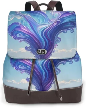 Oceanic Mirage Print Cute Purse Backpack for Women, Soft PU Leather Casual Backpacks for Travel, Work, Shopping