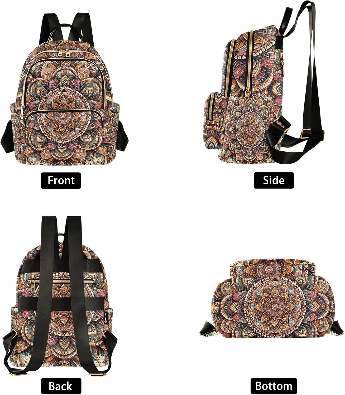 ODAWA Bohemian Texture Quilted Backpack for Women Trendy Backpack Travel Purse