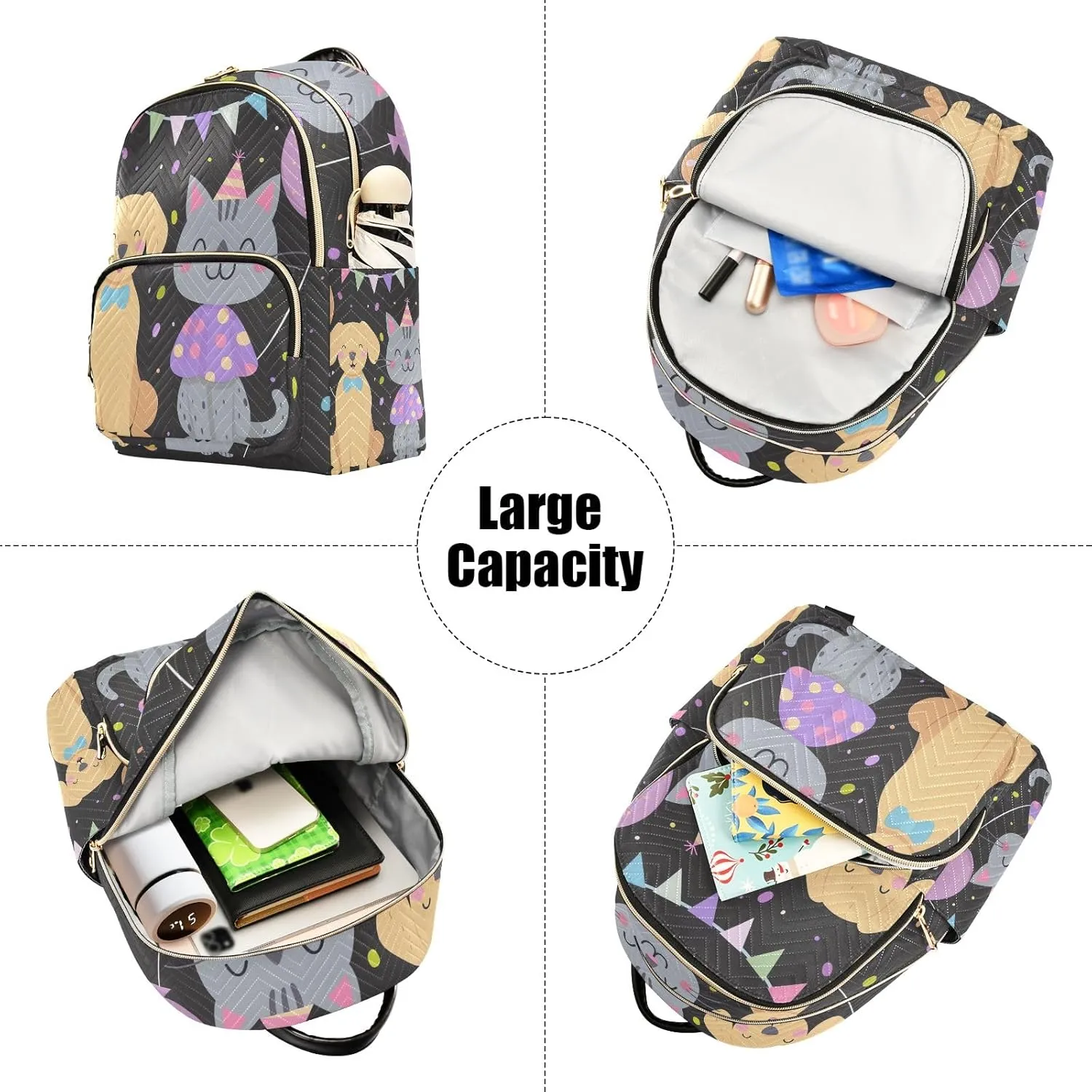 ODAWA Cute Pet Dog Cat Party Daypack Travel Backpack Quilted Backpack Purse for Women