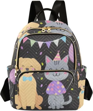 ODAWA Cute Pet Dog Cat Party Daypack Travel Backpack Quilted Backpack Purse for Women