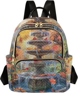 ODAWA Fall Season Water Fountain Daypack Travel Backpack Quilted Backpack Purse for Women