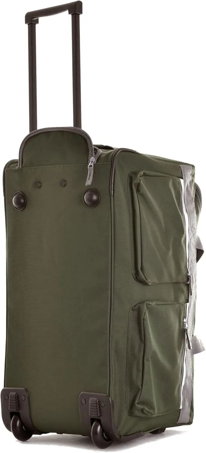 Olympia U.S.A. 22 inch Carry On 8 Pockets Wheeled Rolling Duffel Bag Water Resistant Luggage Lightweight Travel Suitcase with Retractable Handle