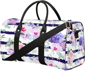 Orchid Iris Duffel Bag Sport Gym Duffle Bag Bell Flower Travel Bag Waterproof Weekender Overnight Tote Bag Foldable Carry on Bag Training Shoulder Bag for Women Men