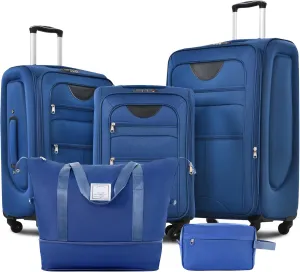 Organized Travel with Expandable 3 Piece Luggage Set, Spinner Design and Duffel Bag, Lightweight, Navy Blue