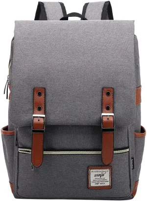 Outdoor Men 14''16'' Retro Canvas Women Fashion Backpack Travel Rolling Backpack for Women Laptop (Grey, 16寸)