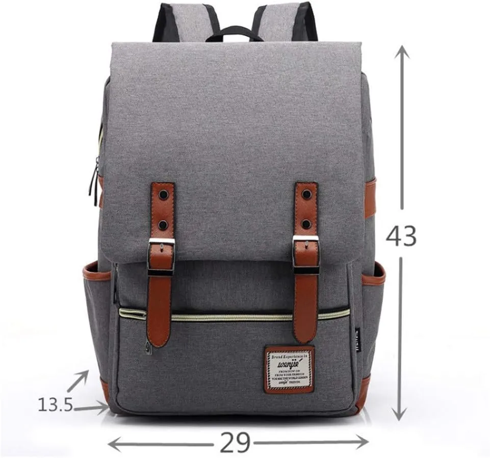 Outdoor Men 14''16'' Retro Canvas Women Fashion Backpack Travel Rolling Backpack for Women Laptop (Grey, 16寸)