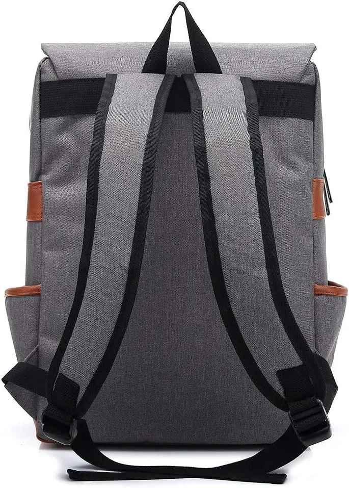 Outdoor Men 14''16'' Retro Canvas Women Fashion Backpack Travel Rolling Backpack for Women Laptop (Grey, 16寸)