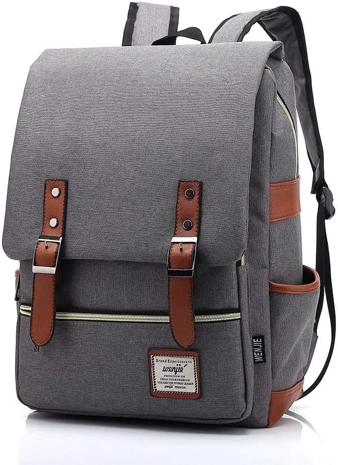 Outdoor Men 14''16'' Retro Canvas Women Fashion Backpack Travel Rolling Backpack for Women Laptop (Grey, 16寸)