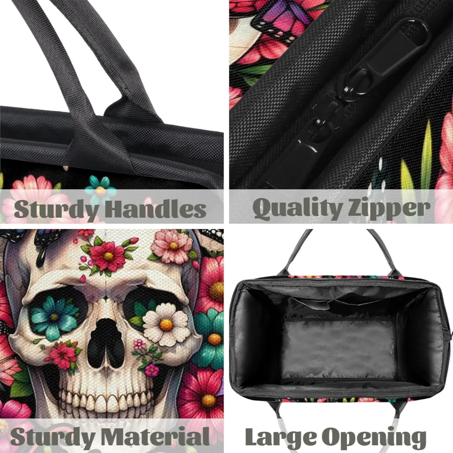 Overnight Weekender Bag for Women Men Halloween Gothic Skeleton Skull Waterproof Carry On Travel Duffel Bags with Zipper Lightweight Sports Gym Bag Luggage Workout Handle Bags for Traveling Camping