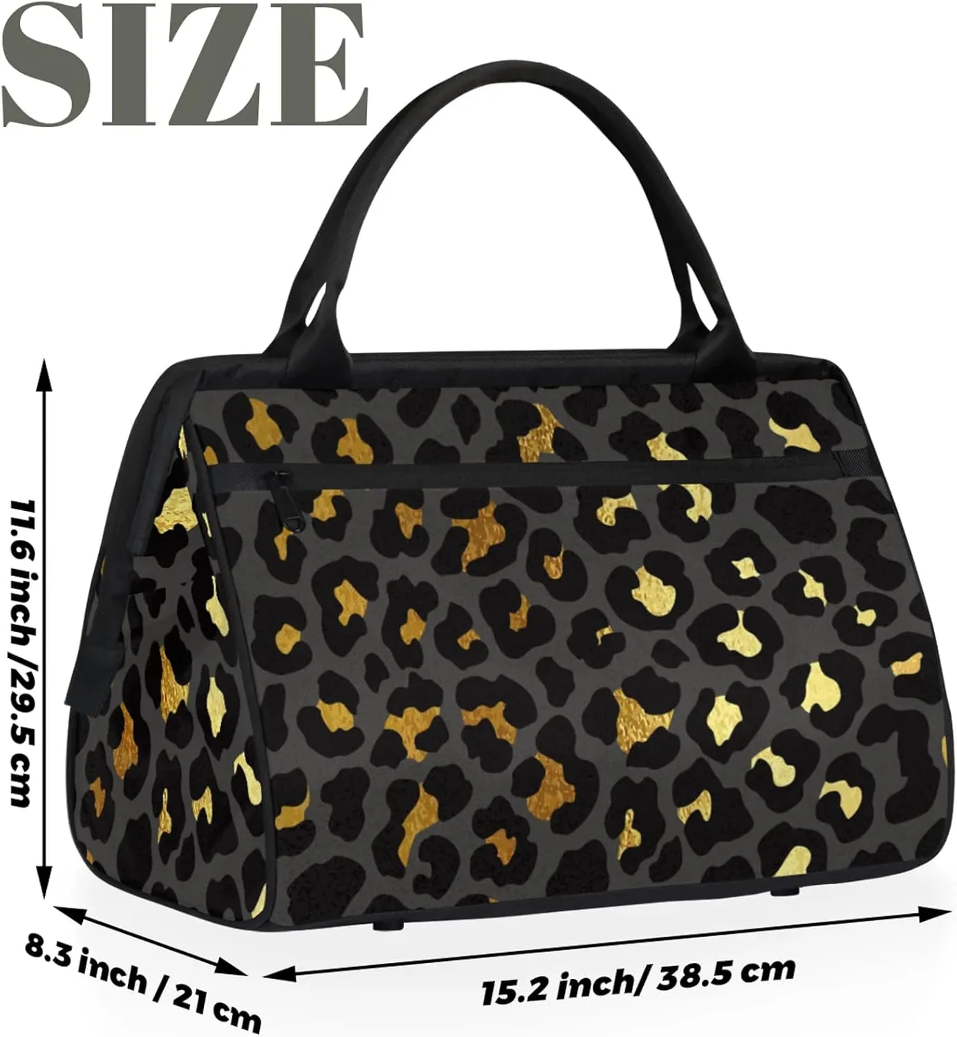 Overnight Weekender Bag for Women Men Leopard Skin Print Waterproof Carry On Travel Duffel Bags with Zipper Lightweight Sports Gym Bag Luggage Workout Handle Bags for Traveling Yoga Camping