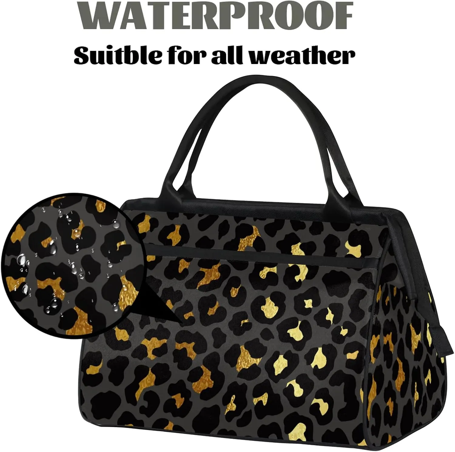 Overnight Weekender Bag for Women Men Leopard Skin Print Waterproof Carry On Travel Duffel Bags with Zipper Lightweight Sports Gym Bag Luggage Workout Handle Bags for Traveling Yoga Camping
