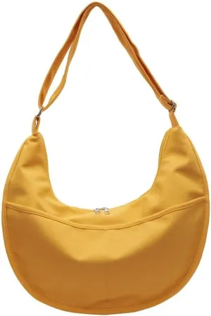 Oversized Canvas Tote Bag - Sporty Dumpling Style Shoulder Purse for Women Spacious Casual Commuter Bag with Crossbody Strap