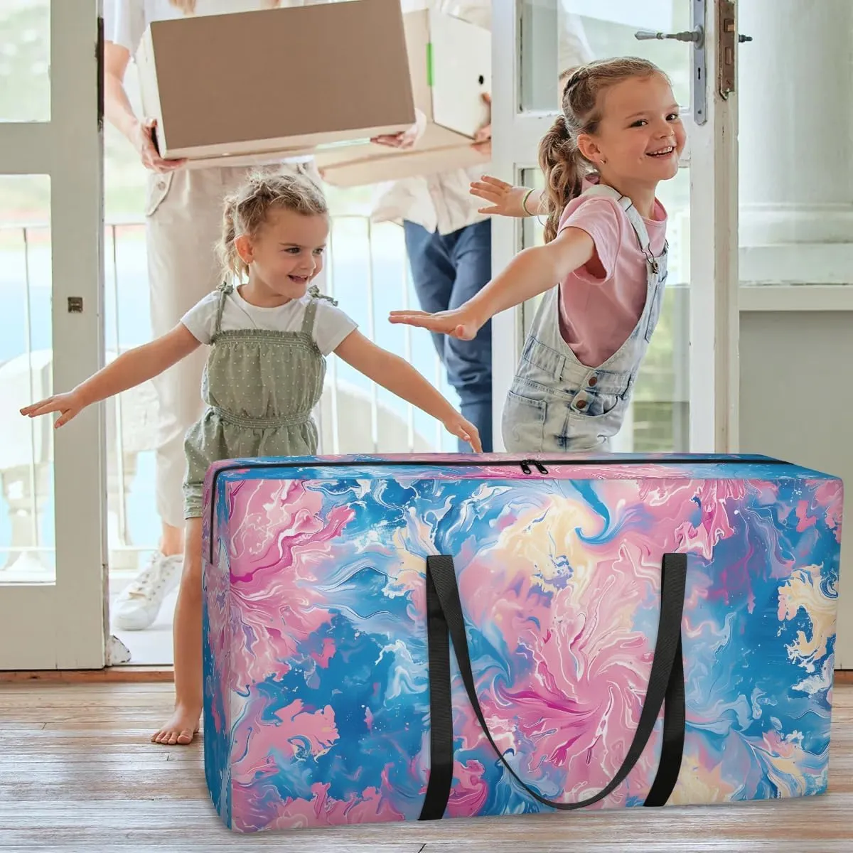 Oversized Moving Bags Abstract Tie Dye Waterproof Storage Totes Large Storage Bags for Clothes Packing Bags for Moving Travel & Clothes Storage