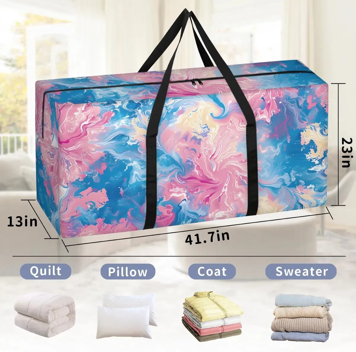 Oversized Moving Bags Abstract Tie Dye Waterproof Storage Totes Large Storage Bags for Clothes Packing Bags for Moving Travel & Clothes Storage