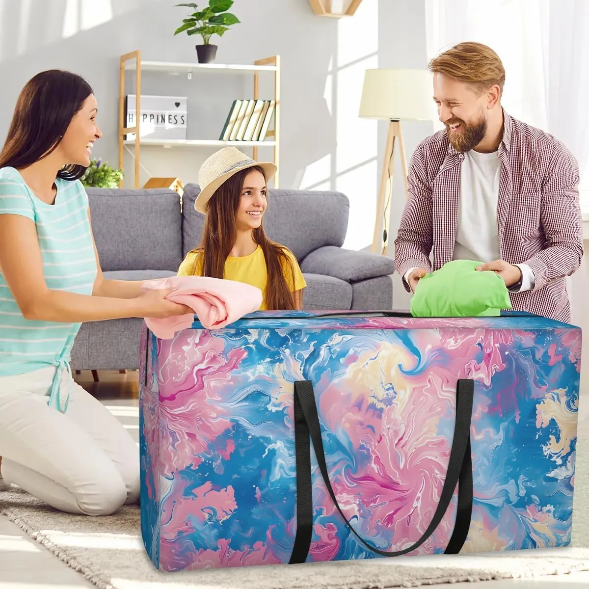 Oversized Moving Bags Abstract Tie Dye Waterproof Storage Totes Large Storage Bags for Clothes Packing Bags for Moving Travel & Clothes Storage