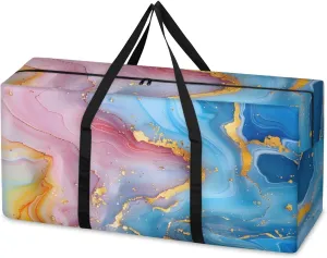 Oversized Moving Bags Marble Colorful Waves Waterproof Storage Totes Large Storage Bags for Clothes Packing Bags for Moving Travel & Clothes Storage