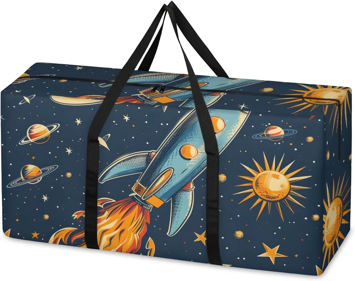 Oversized Moving Bags Rocket Space Launch Waterproof Storage Totes Large Storage Bags for Clothes Packing Bags for Moving Travel & Clothes Storage