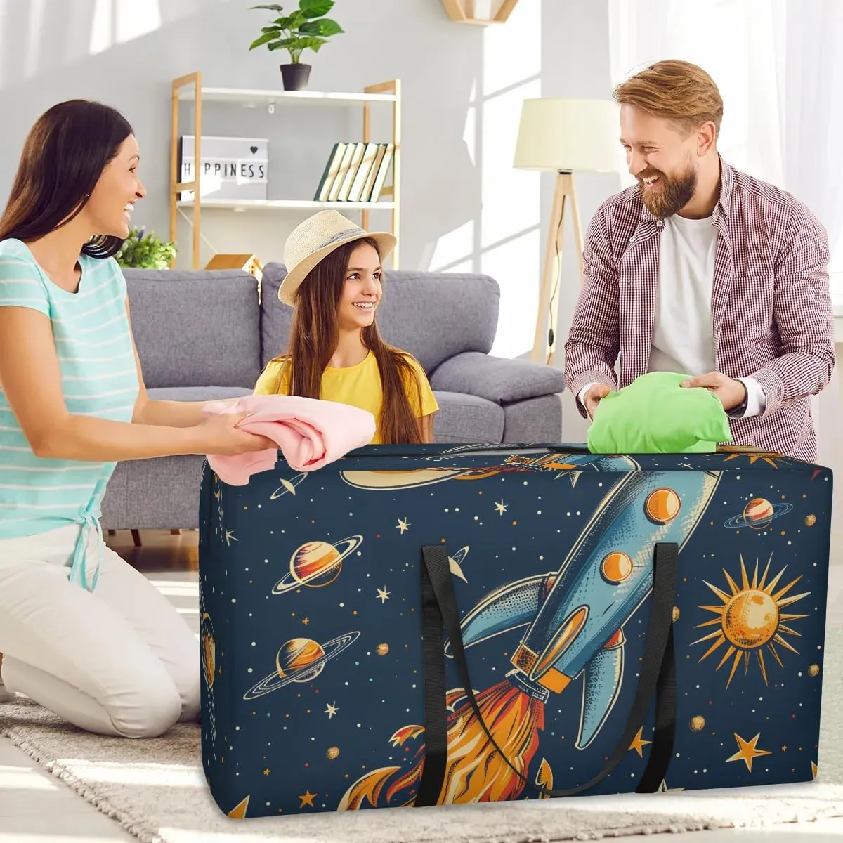 Oversized Moving Bags Rocket Space Launch Waterproof Storage Totes Large Storage Bags for Clothes Packing Bags for Moving Travel & Clothes Storage