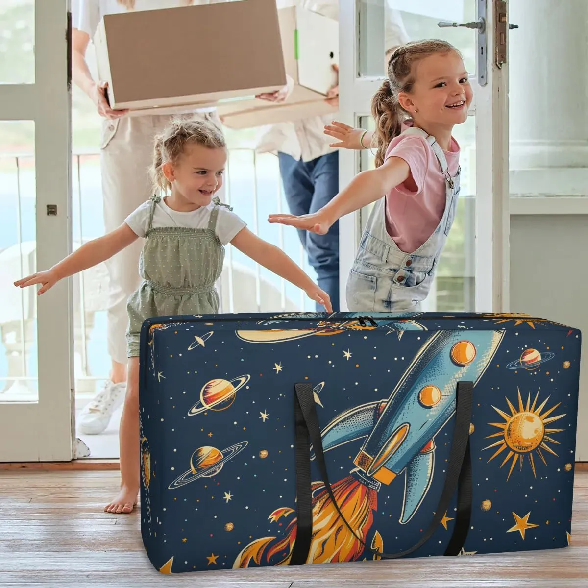 Oversized Moving Bags Rocket Space Launch Waterproof Storage Totes Large Storage Bags for Clothes Packing Bags for Moving Travel & Clothes Storage