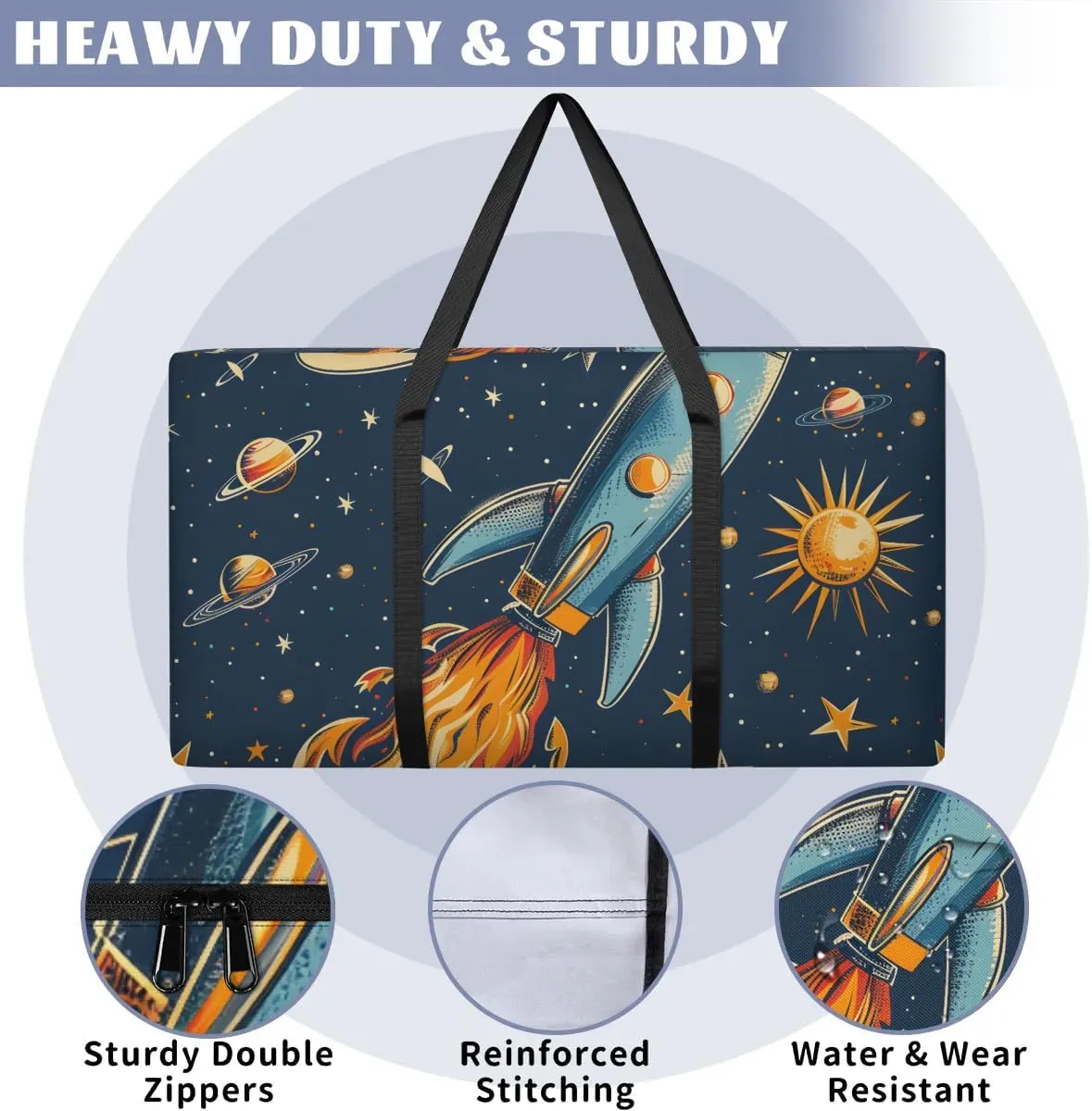 Oversized Moving Bags Rocket Space Launch Waterproof Storage Totes Large Storage Bags for Clothes Packing Bags for Moving Travel & Clothes Storage