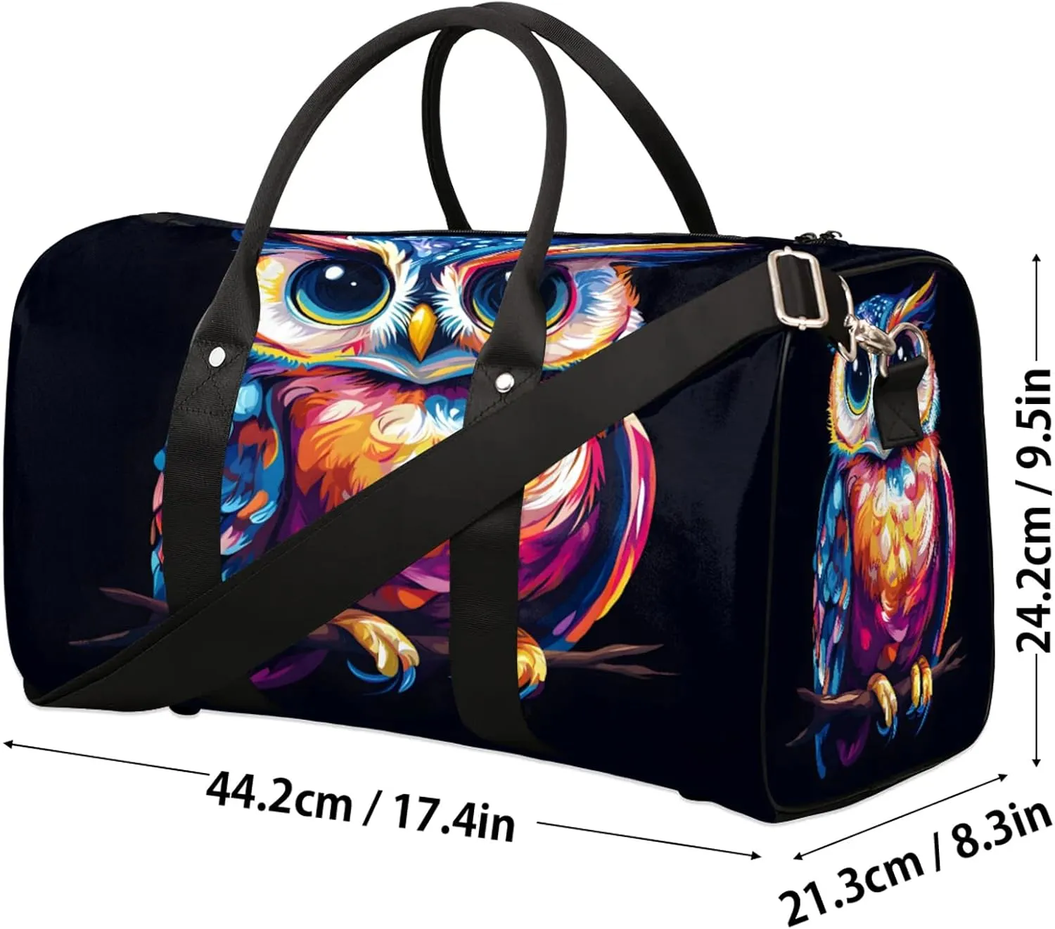 Owl Duffle Bag for Travel, Overnight Weekend Gym Carry On Luggage Bag, Bird Travel Duffel Bag for Men Women