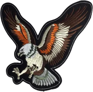 OYSTERBOY Large Biker Rider Motorcycle American Bald Eagle Embroidered Hook and Loop Backed Patch (Open Wings to Catch)