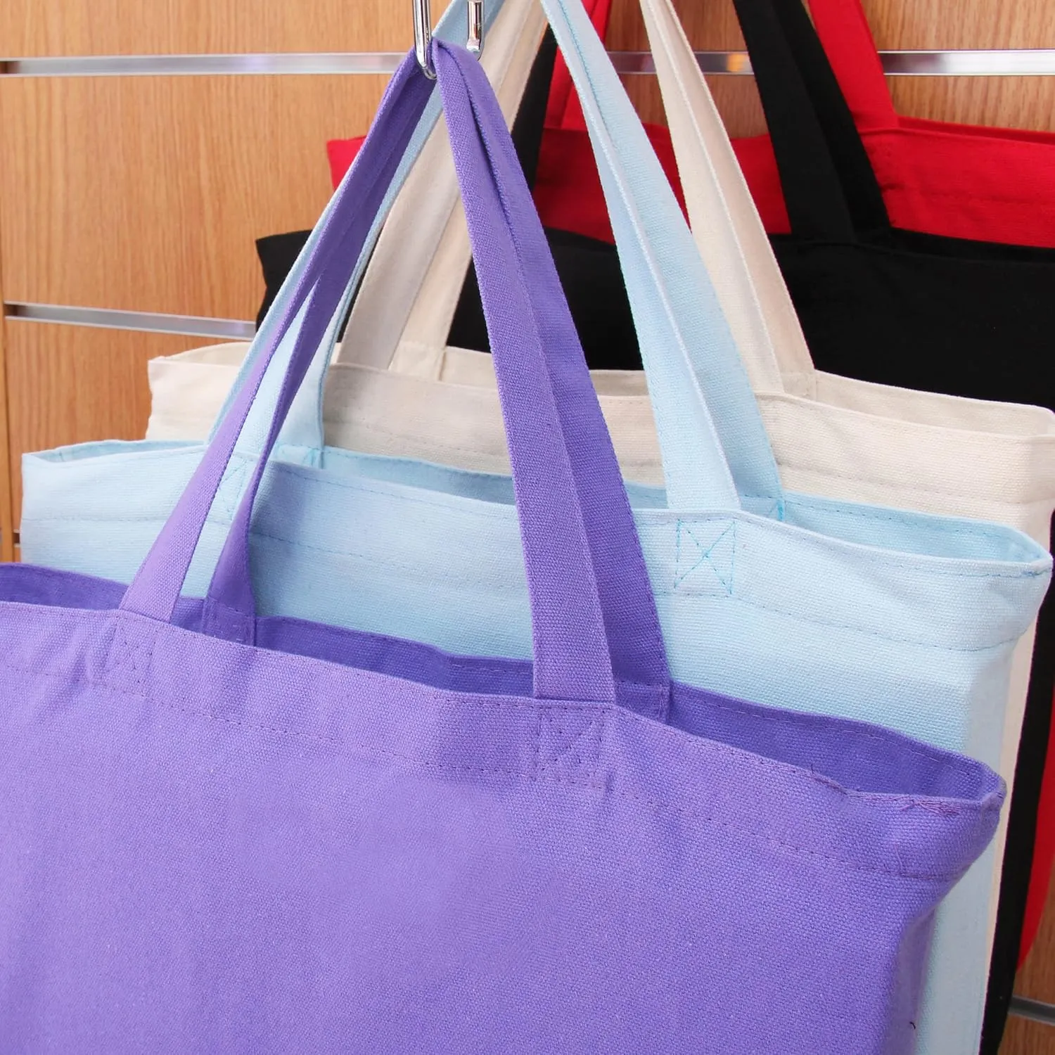 Pack of 3 Premium Canvas Tote Bags by Threadart | Reusable Heavy Duty 100% Cotton | Holds up to 40lbs | Eco Friendly | Large Size 14.5x17x3" - Black