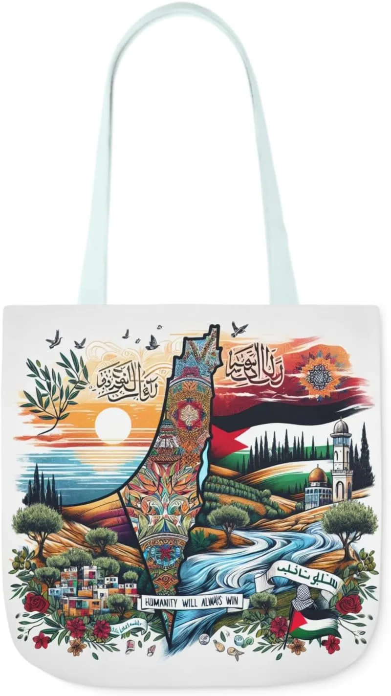 Palestine Map Palestine Flag Tote Bag, Free Palestine Art, Canvas Shoulder Bag, Political Activist Gift, Protest