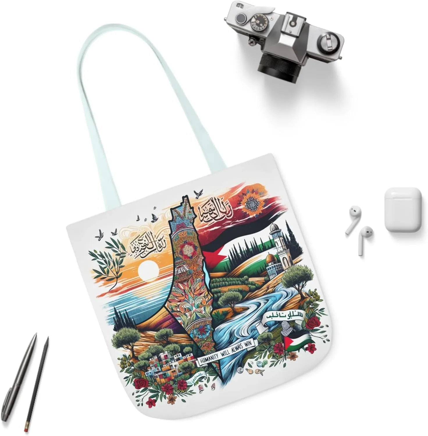 Palestine Map Palestine Flag Tote Bag, Free Palestine Art, Canvas Shoulder Bag, Political Activist Gift, Protest