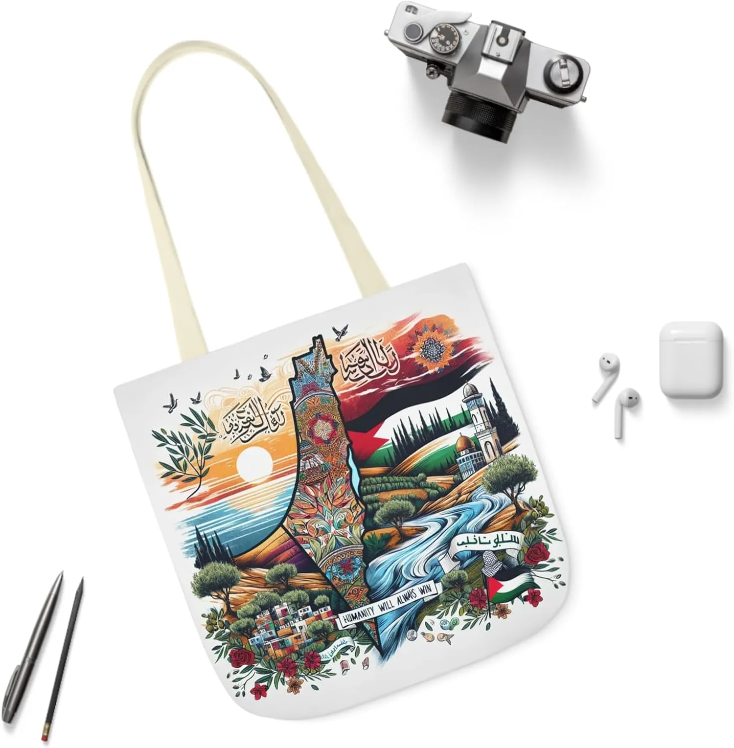 Palestine Map Palestine Flag Tote Bag, Free Palestine Art, Canvas Shoulder Bag, Political Activist Gift, Protest