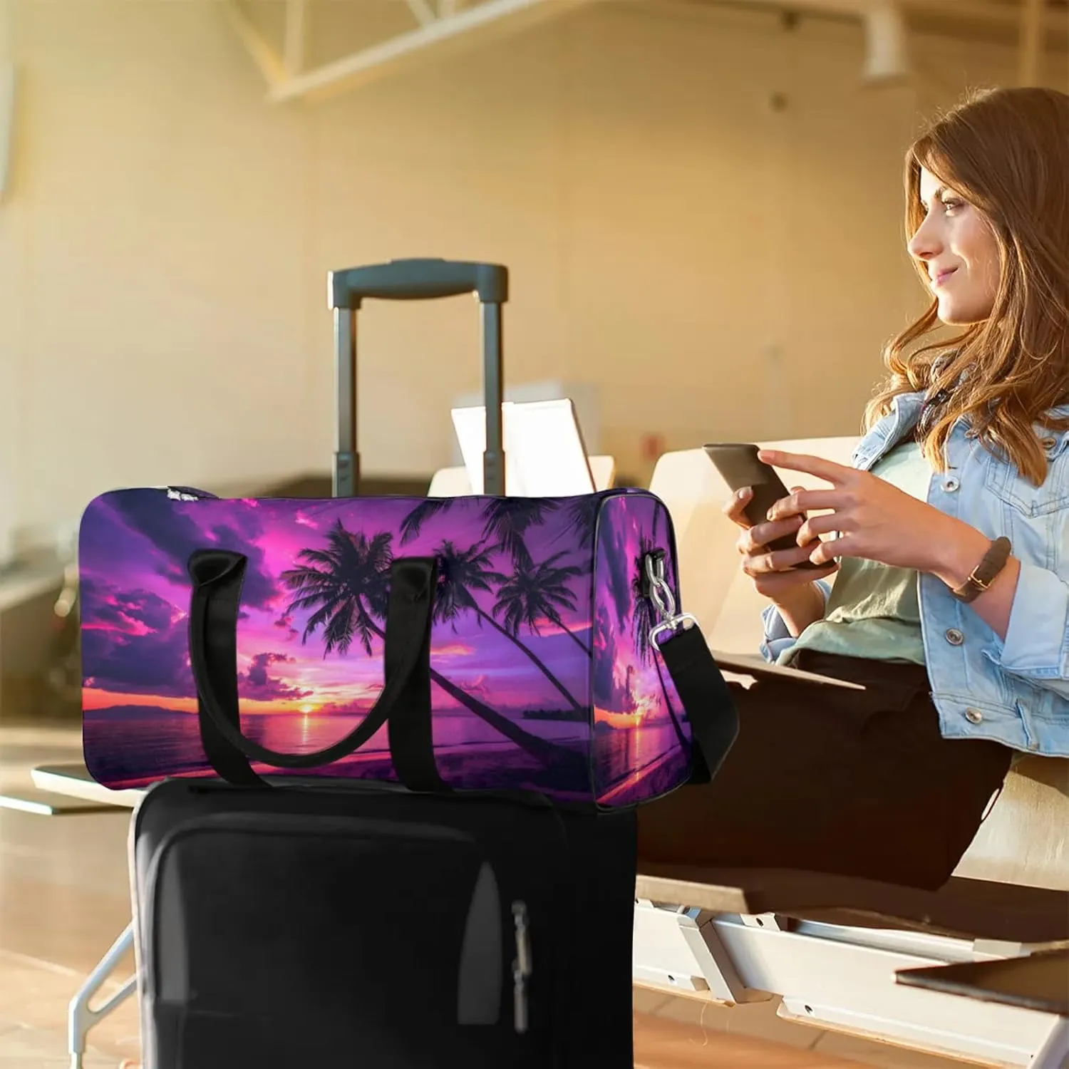 Palm Tropical Beach Tree Travel Bag for Men Women, Gym Duffle Bags for Travel, Carry On Luggage Bag, Weekender Overnight Workout Bags