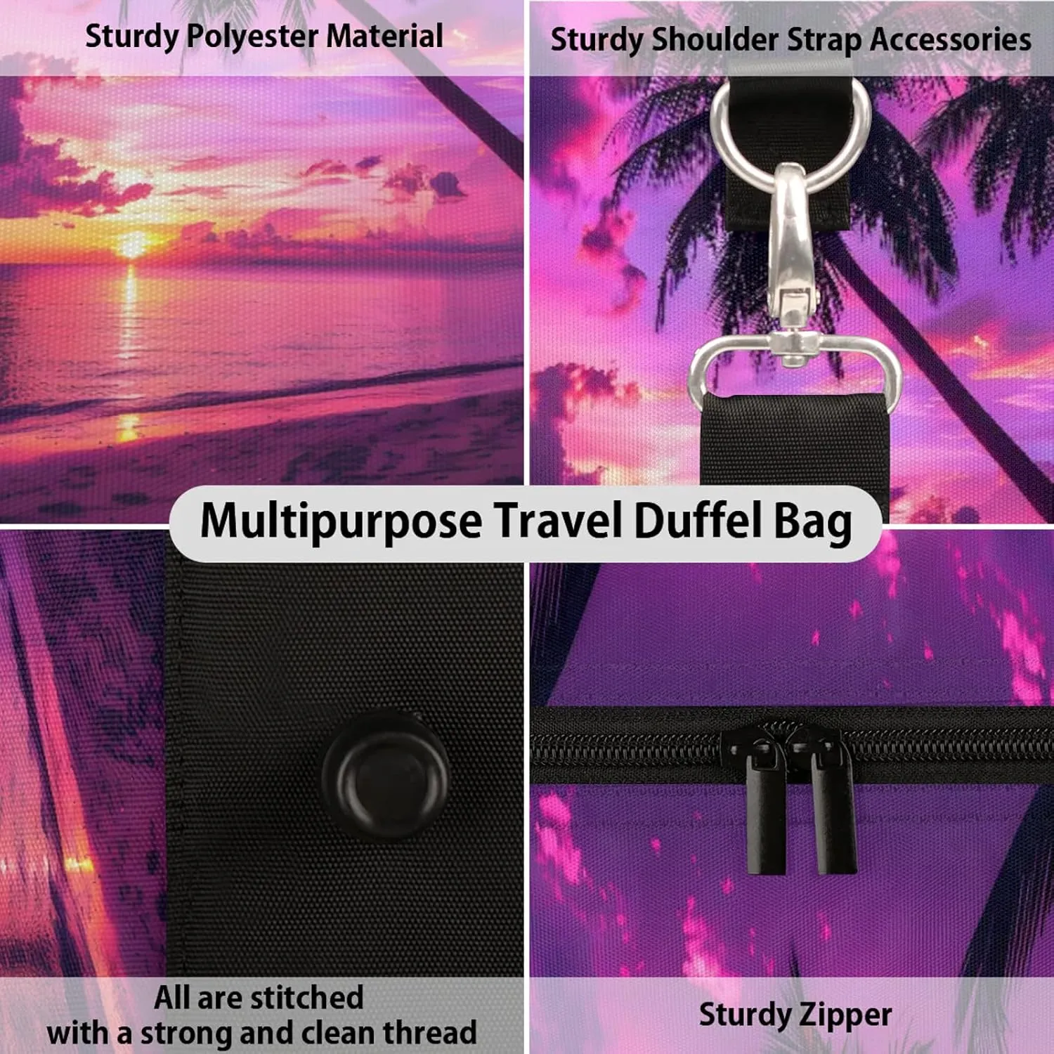 Palm Tropical Beach Tree Travel Bag for Men Women, Gym Duffle Bags for Travel, Carry On Luggage Bag, Weekender Overnight Workout Bags