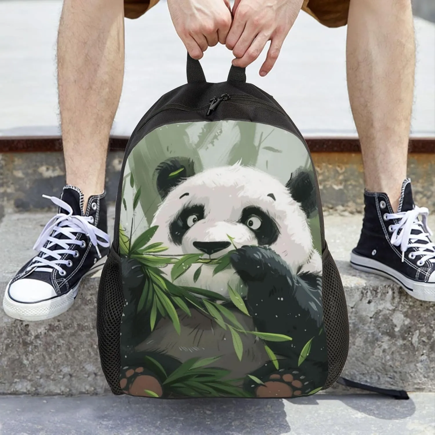 Panda Bamboo Backpack Waterproof Anti Theft Durable Light Laptop Bag Backpacks For Women Men Travel Gym Backpack