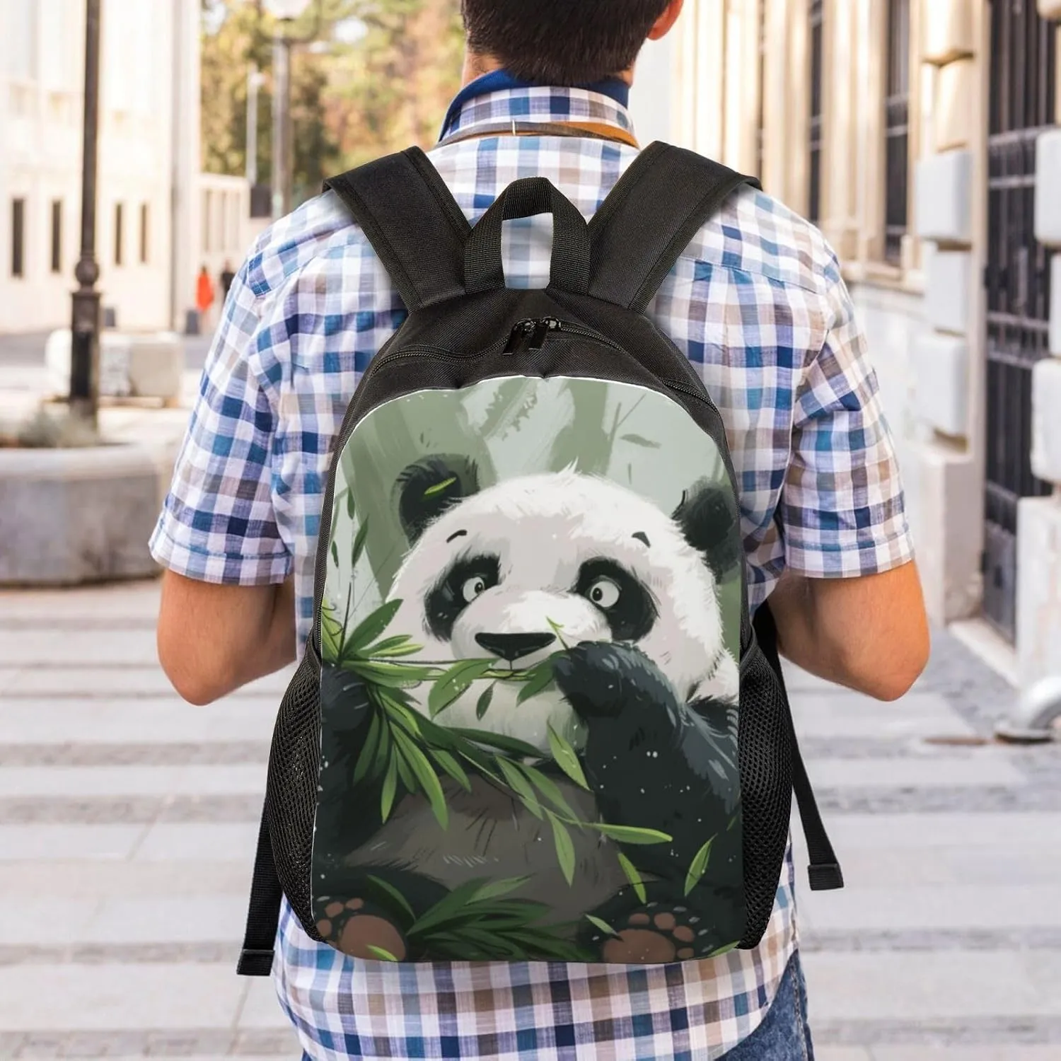 Panda Bamboo Backpack Waterproof Anti Theft Durable Light Laptop Bag Backpacks For Women Men Travel Gym Backpack