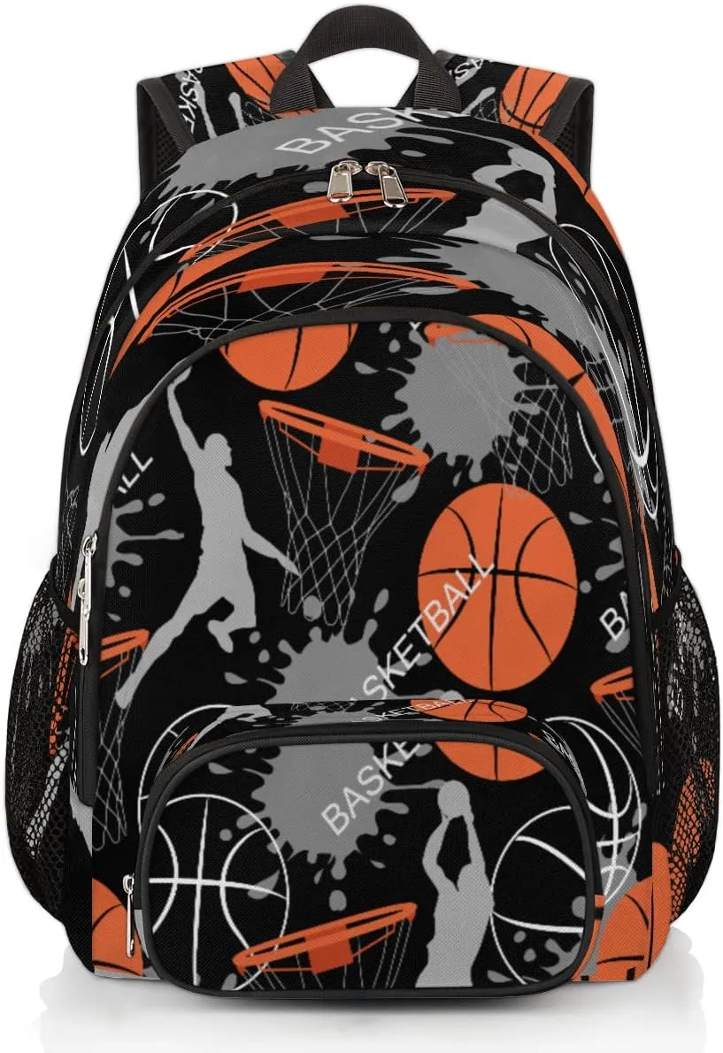Pardick Basketball Slam Duck School Backpacks for Girls Boys Teens Students - Stylish College Schoolbag Book Bag - Water Resistant Travel Backpacks for Women Men