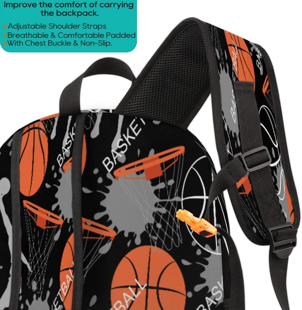 Pardick Basketball Slam Duck School Backpacks for Girls Boys Teens Students - Stylish College Schoolbag Book Bag - Water Resistant Travel Backpacks for Women Men