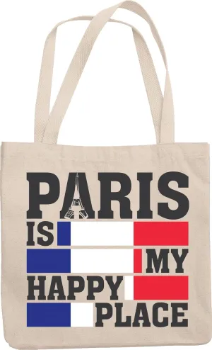 Paris Is My Happy Place. Travel Reusable Tote Bag For Tourist, Visitor, Foreigner, French Girlfriend Or Boyfriend, Male And Female Friends Who Are Living in France