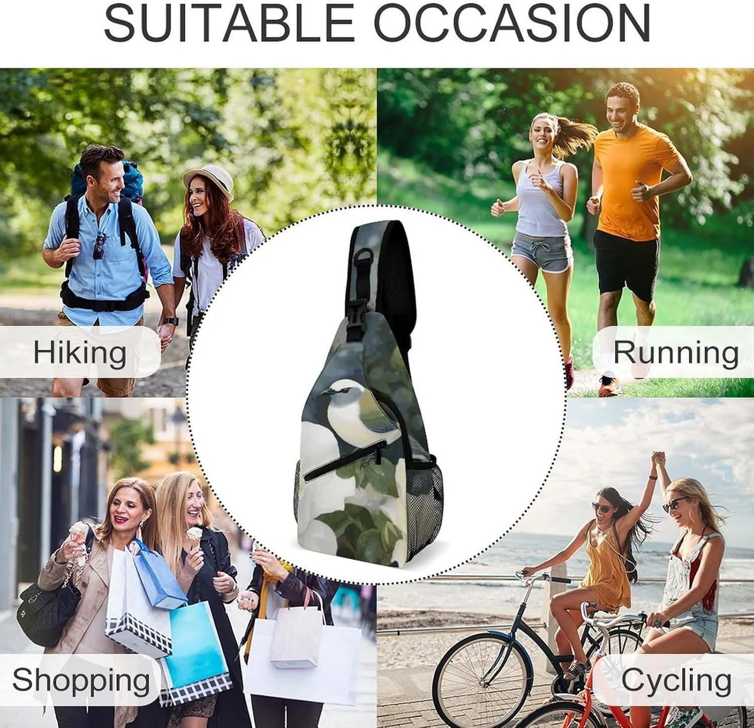 Pastel Color Smiley Face Sling Bag Lightweight Crossbody Chest Pack Travel Shoulder Bag with Adjustable Strap