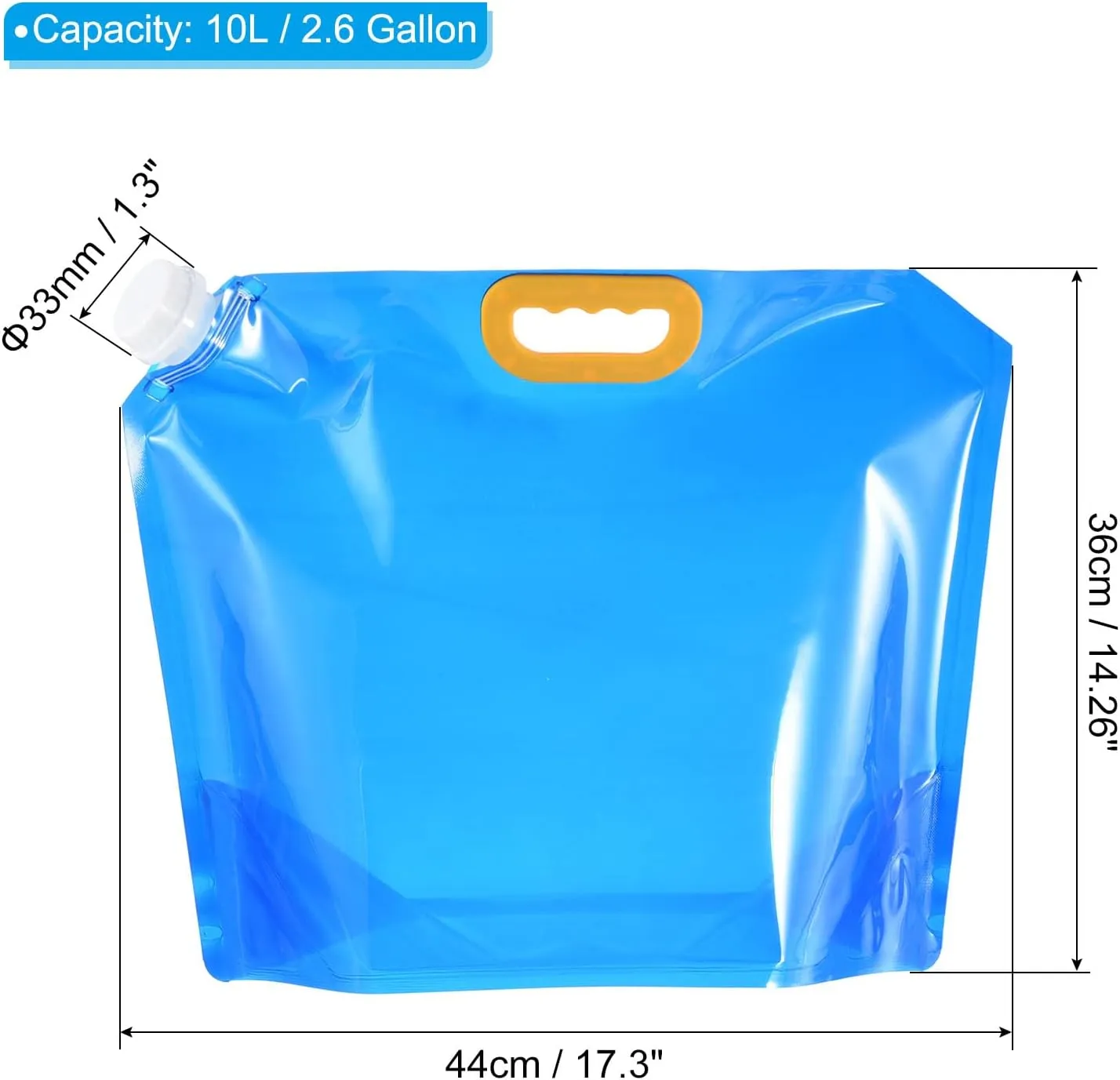 PATIKIL 2.6 Gallon Collapsible Water Container Bag, 4 Pack Plastic Storage Jug Folding Water Bag for Camping, Hiking, Emergency Water Storage, Blue