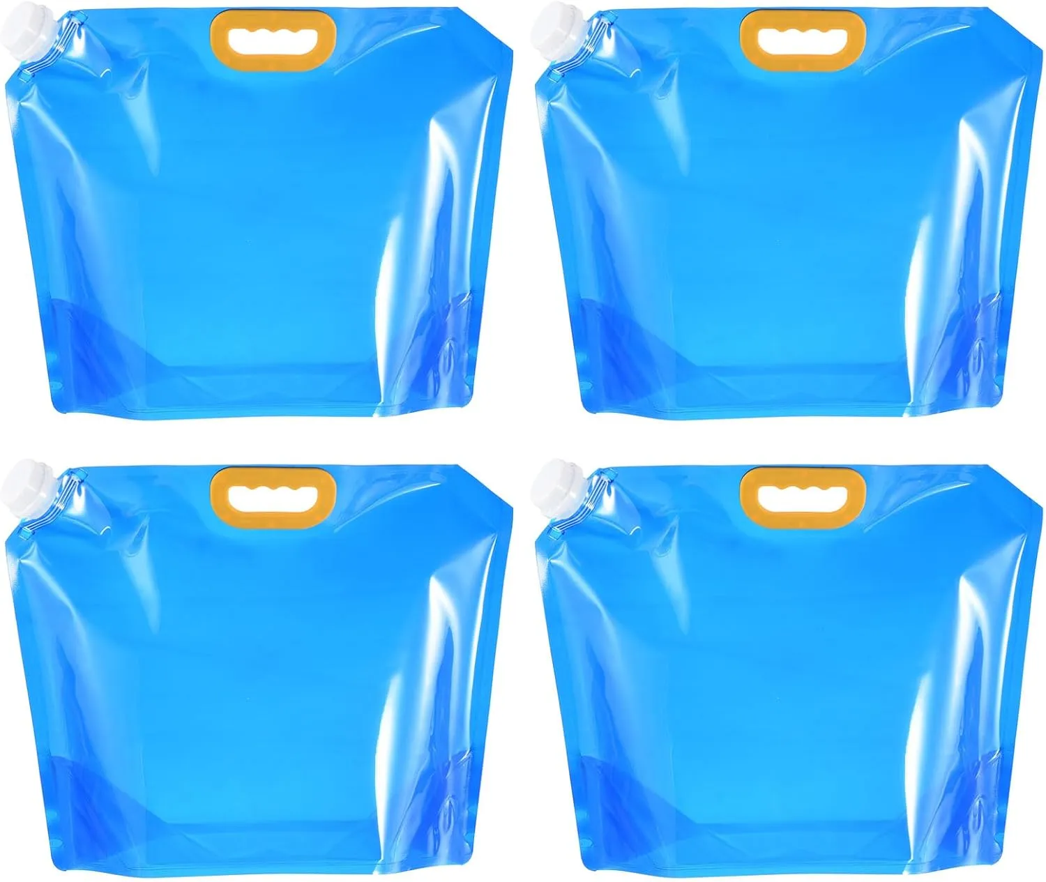 PATIKIL 2.6 Gallon Collapsible Water Container Bag, 4 Pack Plastic Storage Jug Folding Water Bag for Camping, Hiking, Emergency Water Storage, Blue