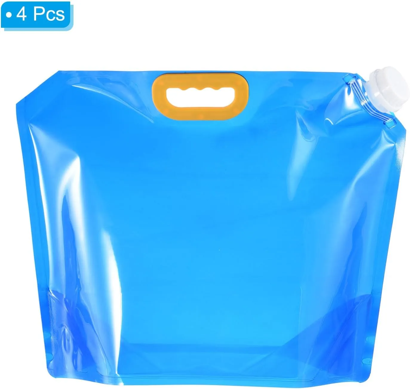 PATIKIL 2.6 Gallon Collapsible Water Container Bag, 4 Pack Plastic Storage Jug Folding Water Bag for Camping, Hiking, Emergency Water Storage, Blue